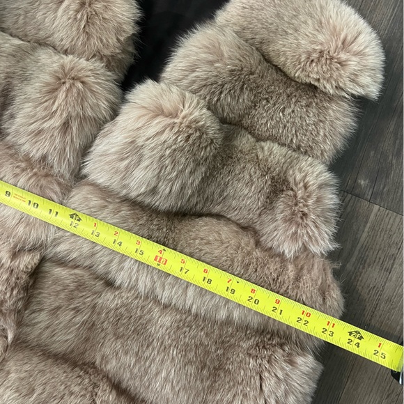 Custom $1K Real Fox Fur Plush Long Vest Gilet Jacket coat beige XL 12/14/16 mink - Picture 10 of 16